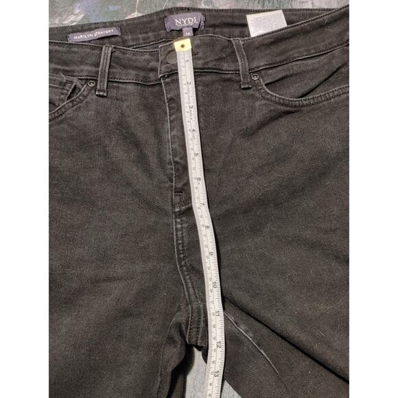 NYDJ Marilyn Straight Jeans Mid Rise Slim Fit Black Denim Womens Plus Size 14 - Picture 7 of 7